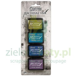 Tusz Ranger Archival Tim Holtz Distress Mini Ink Pad kit #2 zestaw 4szt zielony niebieski fioletowy