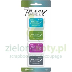 Tusz Ranger Archival Wendy Vecchi Mini Ink Pad kit #2 zestaw 4szt niebieski zielony fioletowy szary
