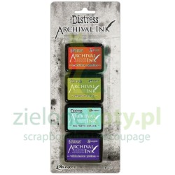 Tusz Ranger Archival Tim Holtz Distress Mini Ink Pad kit #5 zestaw 4szt czerwony zielony niebieski fioletowy