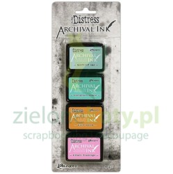 Tusz Ranger Archival Tim Holtz Distress Mini Ink Pad kit #4 zestaw 4szt niebieski pomarańczowy różowy