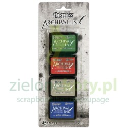 Tusz Ranger Archival Tim Holtz Distress Mini Ink Pad kit #6 zestaw 4szt zielony czerwony szary niebieski