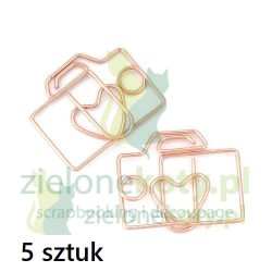 Metalowy spinacz aparat z sercem 5szt miedź