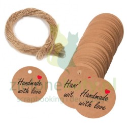 Zawieszki kraft 100szt okrągłe handmade