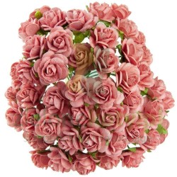 Kwiatki W.O.C. róże open rose koralowe 20mm zestaw 25szt