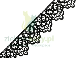 Koronka gipiurowa 35 mm czarna
