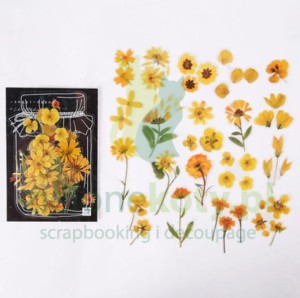 Naklejki foliowe przezroczyste Yellow Flower kwiaty 40szt
