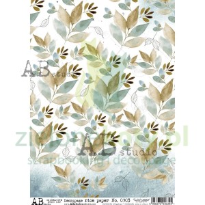 Papier ryżowy decoupage  AB Studio A4 liście