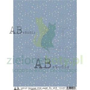 Papier ryżowy decoupage  AB Studio A4 kropki, niebieskie tło