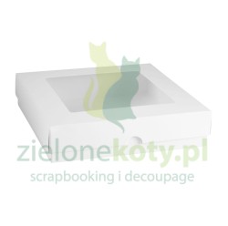 Pudełko na kartkę  kwadratowe z okienkiem wysokie białe
