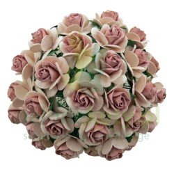 Kwiatki W.O.C. róże open rose dwutonowe różowe 10mm zestaw 50szt