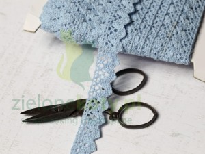 Koronka bawełniana 15mm błękitna 1m