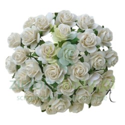 Kwiatki W.O.C. róże open rose kremowe 10mm zestaw 50szt