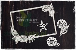 Wycinanka SnipArt Tropical Adventure Ramka z muszelkami warstwowa prostokąt morskie