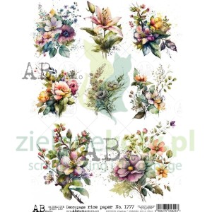 Papier ryżowy decoupage AB Studio A4 kwiaty polne