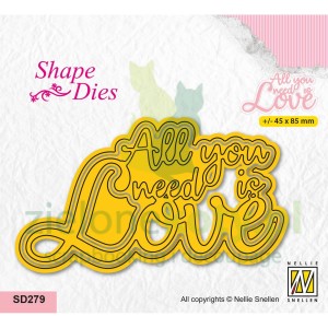 Wykrojnik Nellie's Choice napis All You Need Is Love