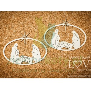 Wycinanka Laserowe Love święta rodzina ramka owal 8cm /  2szt