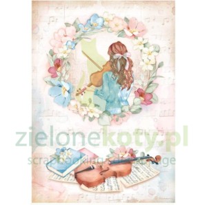 Papier ryżowy decoupage Stamperia A4 Create Happiness Oh La La Violin skrzypce x