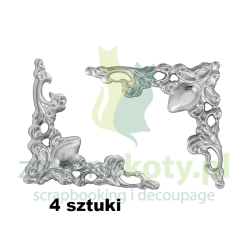 Metalowy ornament narożnik 2cm / 4szt. k. srebrny narożniki