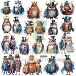 Naklejki papierowe ScrapLove Arystocrast 1 sowy fantastyczne zwierzęta x