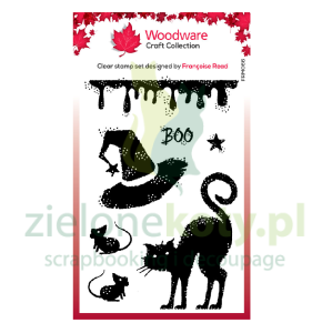 Stempel akrylowy Woodware Halloween Props kot, myszki