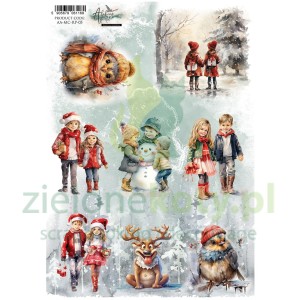 Papier ryżowy Alchemy Of Art A4 Merry Christmas zima dzieci x