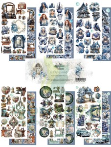 Zestaw papierów 15x30 Alchemy Of Art dodatki do wycinania In Frosty Colors Extras
