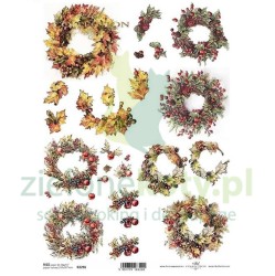 Papier ryżowy ITD decoupage A4 wianki jesienne 3D x