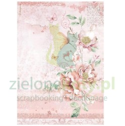 Papier ryżowy decoupage Stamperia A4 Roseland kwiaty