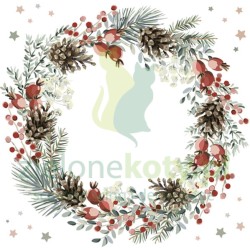 Serwetka 33x33cm świąteczny wianek (020002)