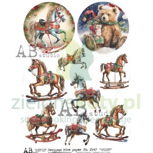 Papier ryżowy decoupage  AB Studio A4 koniki