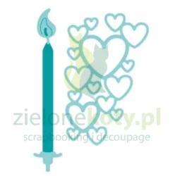 Wykrojnik Studio Light Essentials Candle + Hearts świeca  serca tło
