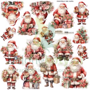 Naklejki papierowe ScrapLove Christmas Red Santa święta Mikołaje