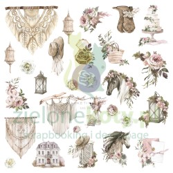 Zestaw dodatków Die Cuts Prima Marketing Ephemera Bohemian Heart 56szt