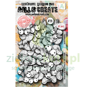 Zestaw dodatków Die Cuts AALL & Create Aerial Beauties motyle czarno-białe 63szt