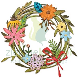 Wykrojnik Sizzix Thinlits Tim Holtz Vault Funky Floral Wreath wianek z kwiatami