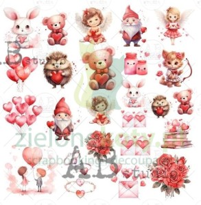 Zestaw dodatków Die Cuts AB Studio Milky Valley Sweet Love walentynki