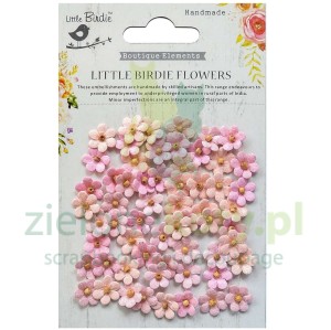 Kwiatki Little Birdie Beaded Micro Petals  Pearl 60szt różowe