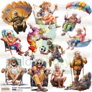 Naklejki papierowe ScrapLove  Funny Grandparents 2 dziadkowie 