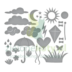 Wykrojnik Spellbinders Up In The Air View pogoda  słońce chmurki deszcz x