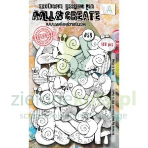 Zestaw dodatków Die Cuts AALL & Create Shells & Stems ślimaki czarno-białe 100szt