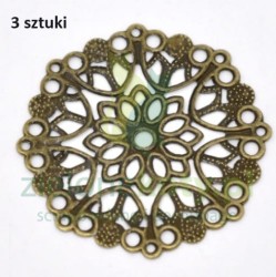 Metalowy ornament okrągły 3,5cm / 3szt. brąz