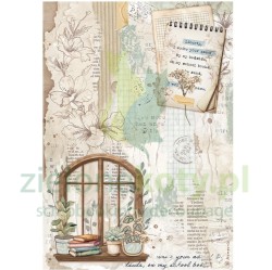 Papier ryżowy decoupage Stamperia A4 Secret Diary okno