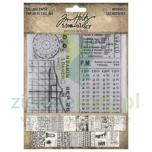 Papier Tim Holtz Idea-Ology Collage Paper Archives 30szt