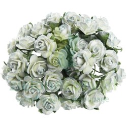 Kwiatki W.O.C. róże open rose dwutonowe niebiesko-kremowe 20mm zestaw 25szt