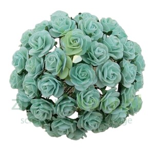 Kwiatki W.O.C. róże open rose zielone miętowe 10mm zestaw 50szt