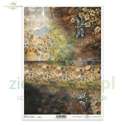 Papier ryżowy decoupage ITD Collection A4 ważki tło brązowe