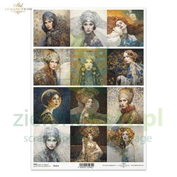 Papier ryżowy decoupage ITD Collection A4 kobiety art deco