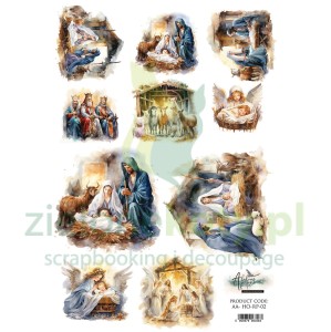 Papier ryżowy Alchemy Of Art A4 Ho Ho Ho szopka 