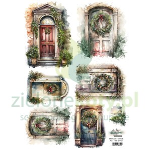 Papier ryżowy Alchemy Of Art A4 Ho Ho Ho zimowe drzwi