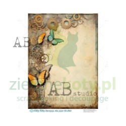 Papier ryżowy decoupage  AB Studio Milky Valley A4 motyle steampunk x